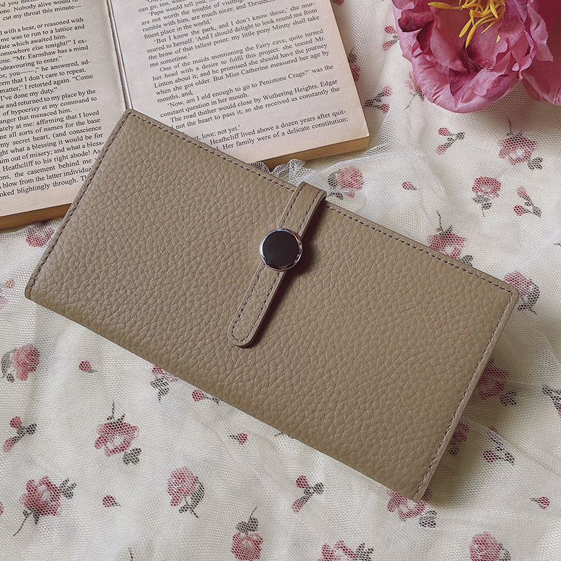 Portefeuille long en cuir véritable – Gris