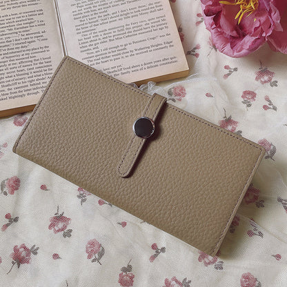 Portefeuille long en cuir véritable – Gris