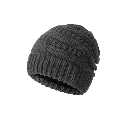 Bonnet en laine tricoté épais – Gris foncé sans pompon