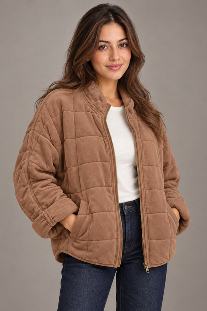 Bloodnew – Manteau zippé – Marron – close