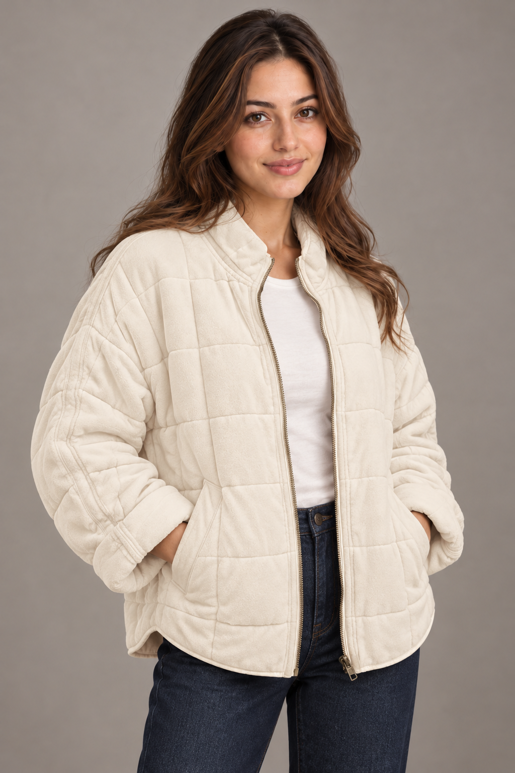 Bloodnew – Manteau zippé – Abricot – close