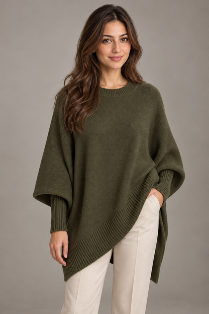 Bloodnew – Pull épais en maille – Vert foncé – close