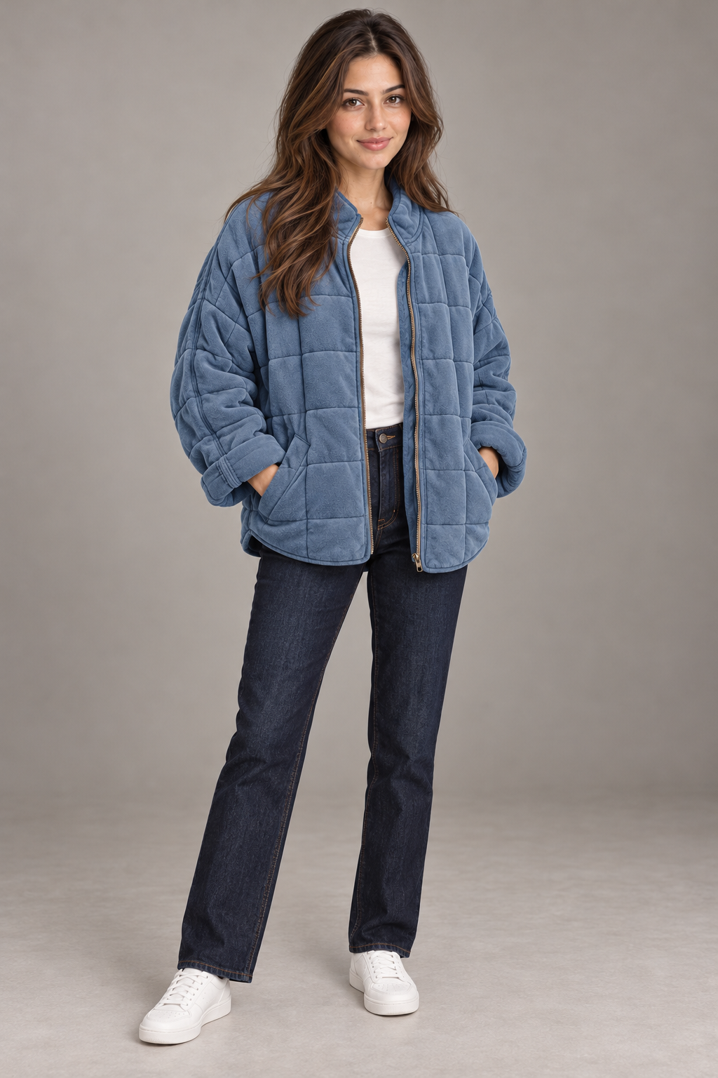Bloodnew – Manteau zippé – Bleu gris – full