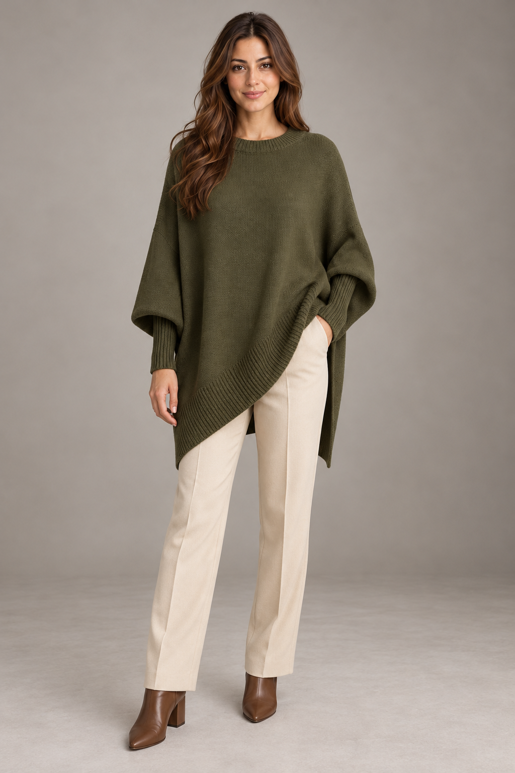 Bloodnew – Pull épais en maille – Vert foncé – full