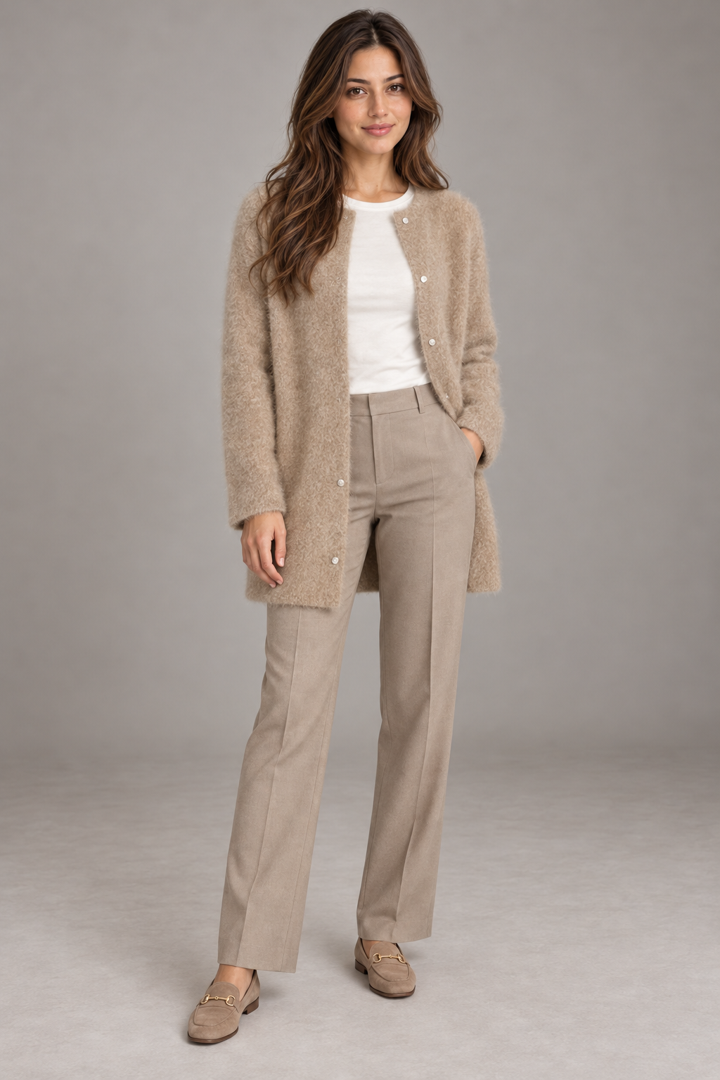 Bloodnew – Gilet boutonné – Kaki clair – full
