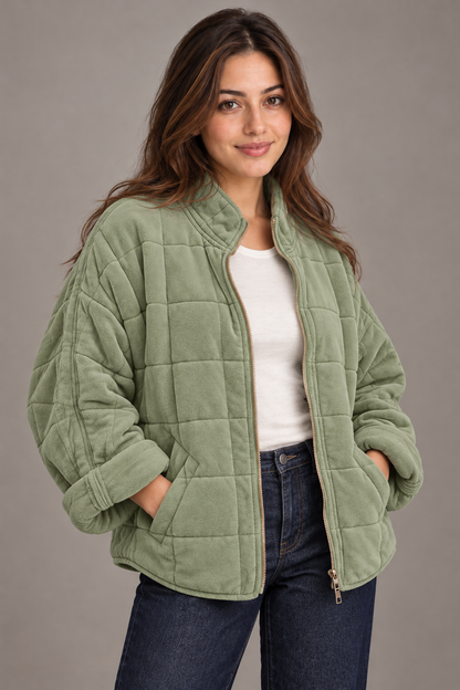 Bloodnew – Manteau zippé – Vert – close