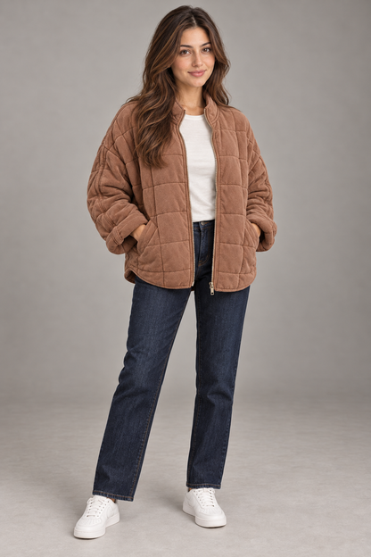 Bloodnew – Manteau zippé – Marron – full