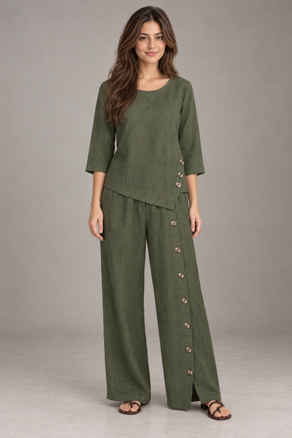 Bloodnew – Ensemble Deux Pièces Uni Coupe Ample – Vert Armée – modèle – full – E1tQLQ