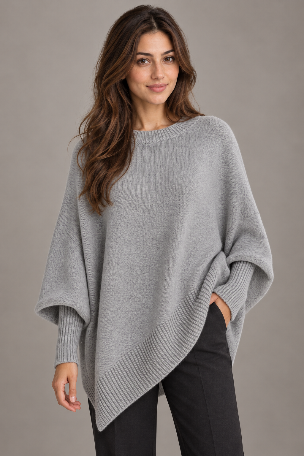 Bloodnew – Pull épais en maille – Gris clair – close