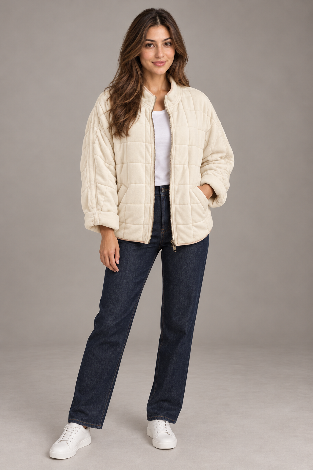 Bloodnew – Manteau zippé – Abricot – full