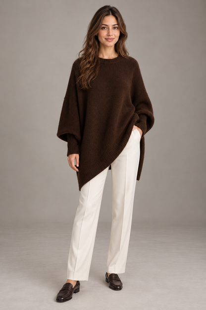 Bloodnew – Pull épais en maille – Café – full