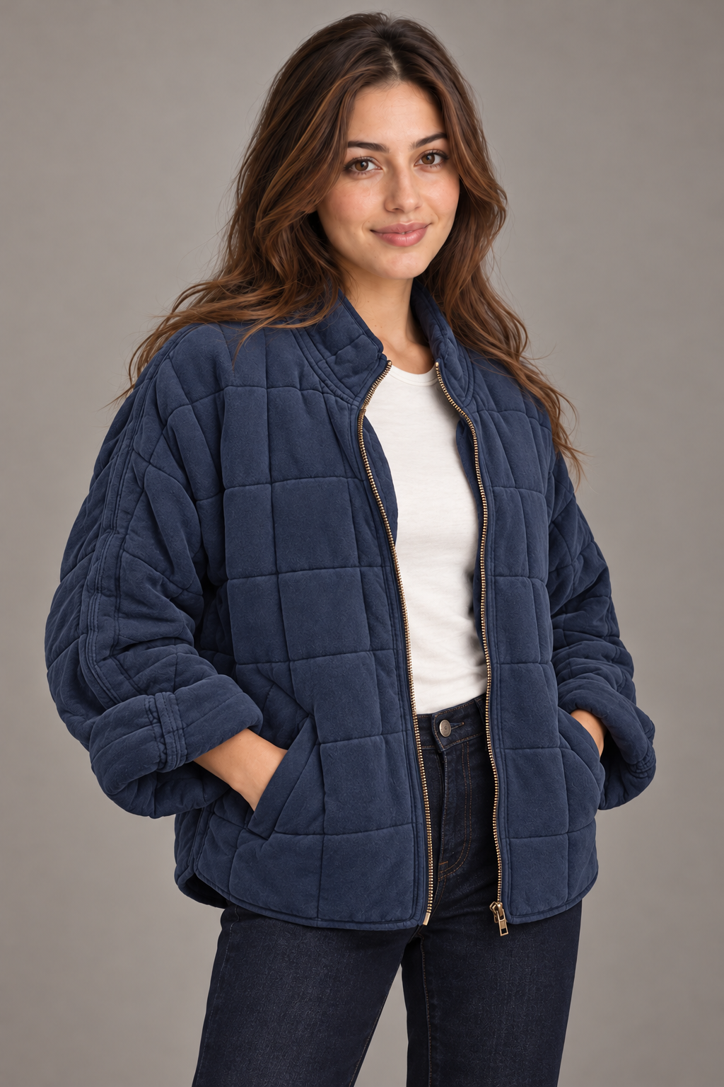 Bloodnew – Manteau zippé – Bleu marine – close