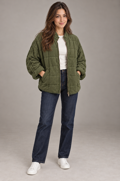 Bloodnew – Manteau zippé – Vert militaire – full
