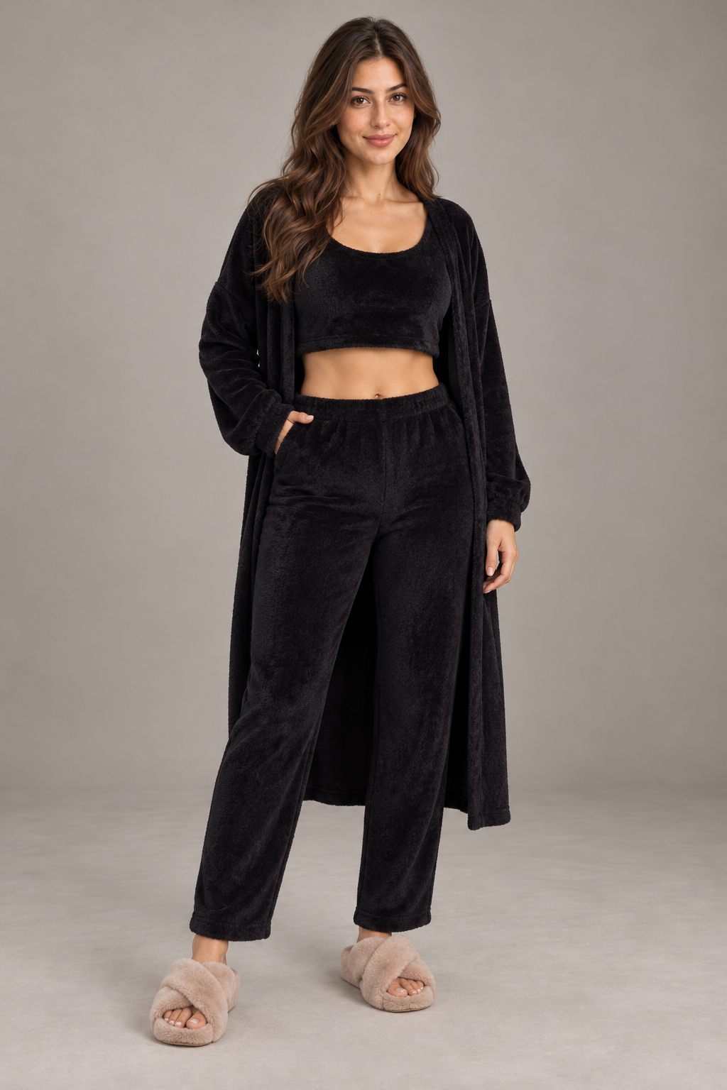 Bloodnew – Ensemble cocooning 3 pièces en maille douce – Noir – full