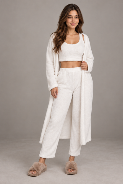 Bloodnew – Ensemble cocooning 3 pièces en maille douce – Blanc – full