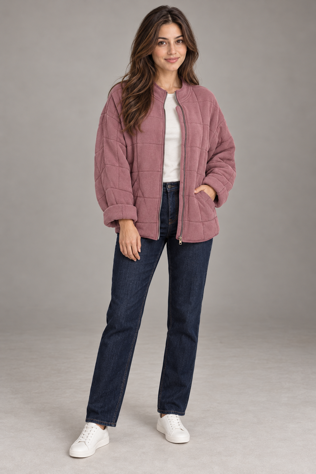 Bloodnew – Manteau zippé – Rose – full