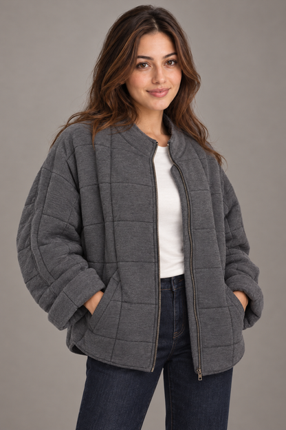 Bloodnew – Manteau zippé – Gris foncé – close