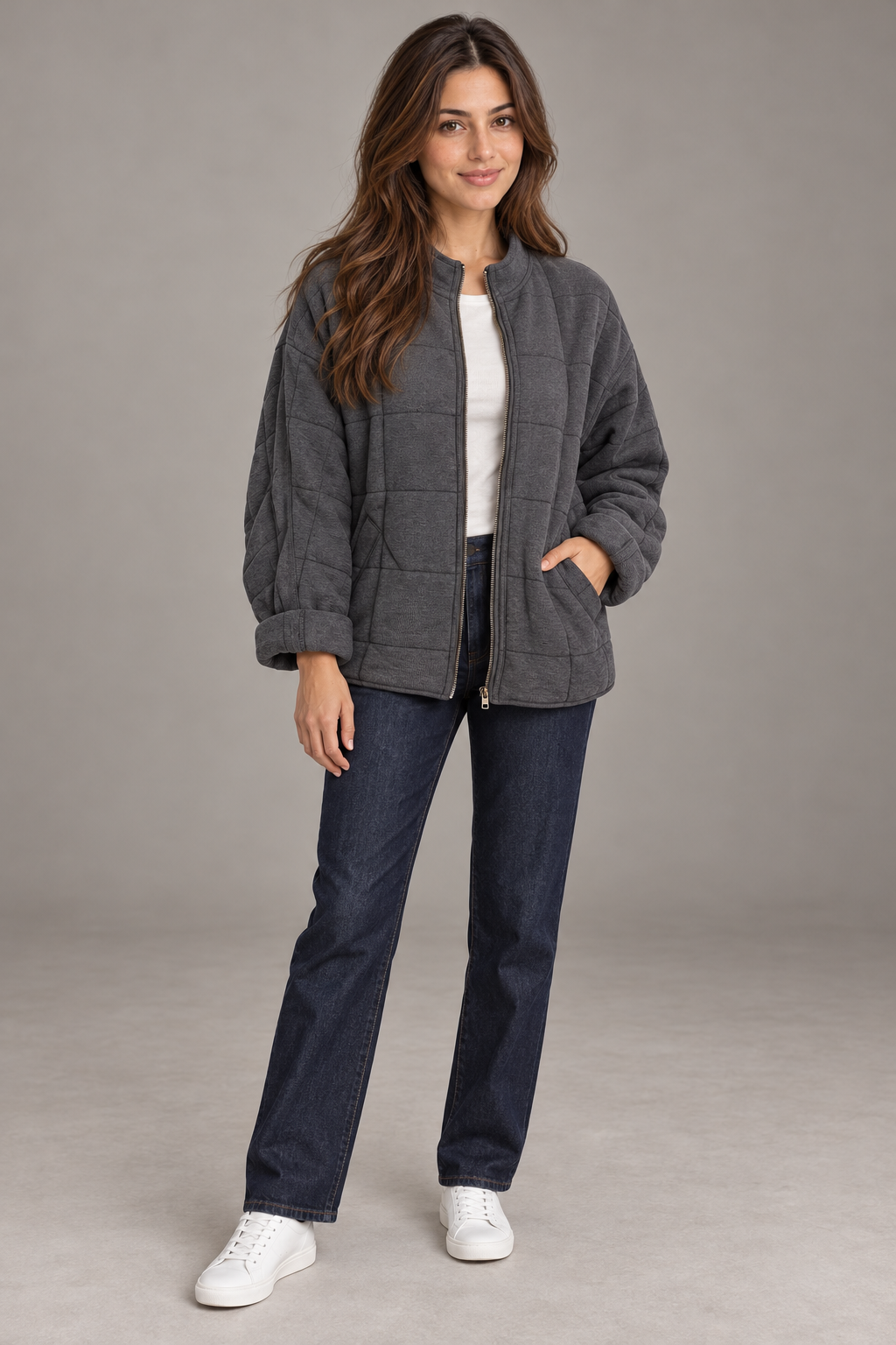 Bloodnew – Manteau zippé – Gris foncé – full