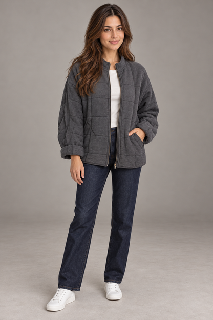 Bloodnew – Manteau zippé – Gris foncé – full