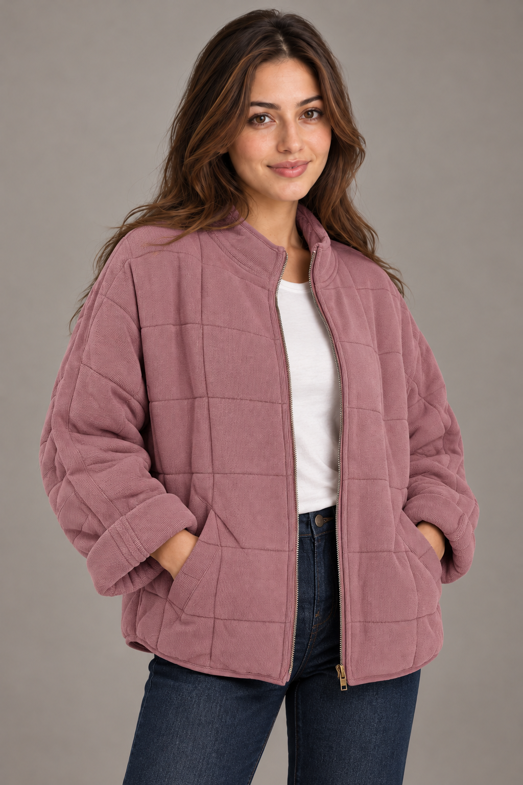 Bloodnew – Manteau zippé – Rose – close