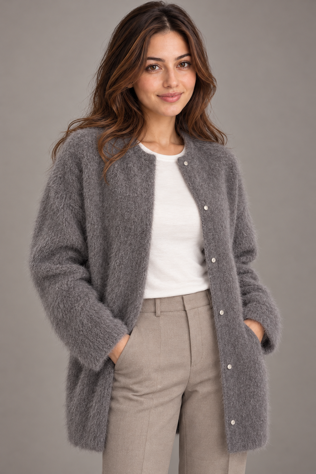 Bloodnew – Gilet boutonné – Gris – close