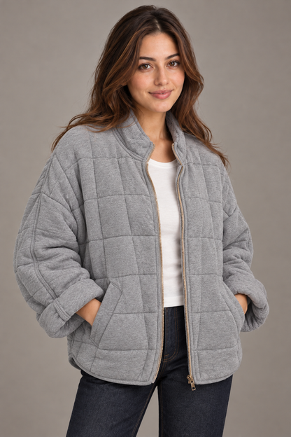 Bloodnew – Manteau zippé – Gris – close