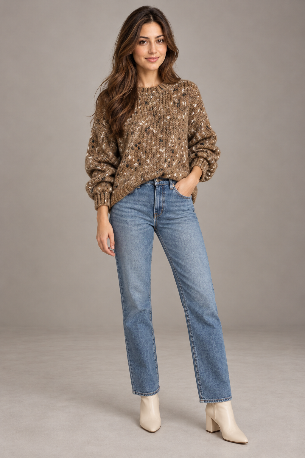 Bloodnew – Pull à pois – Marron – full