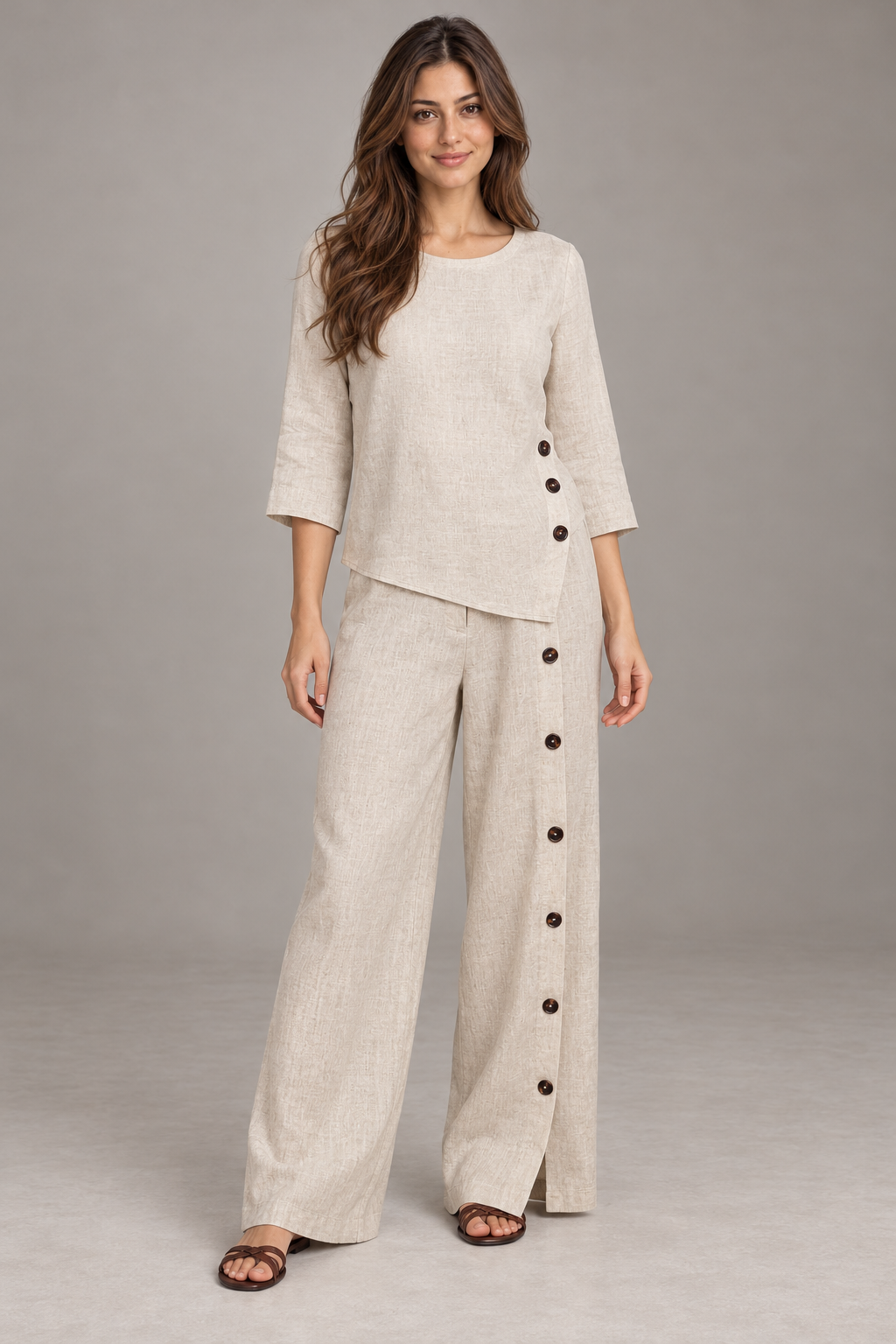Bloodnew – Ensemble Deux Pièces Uni Coupe Ample – Beige – modèle – full – E1tQLQ