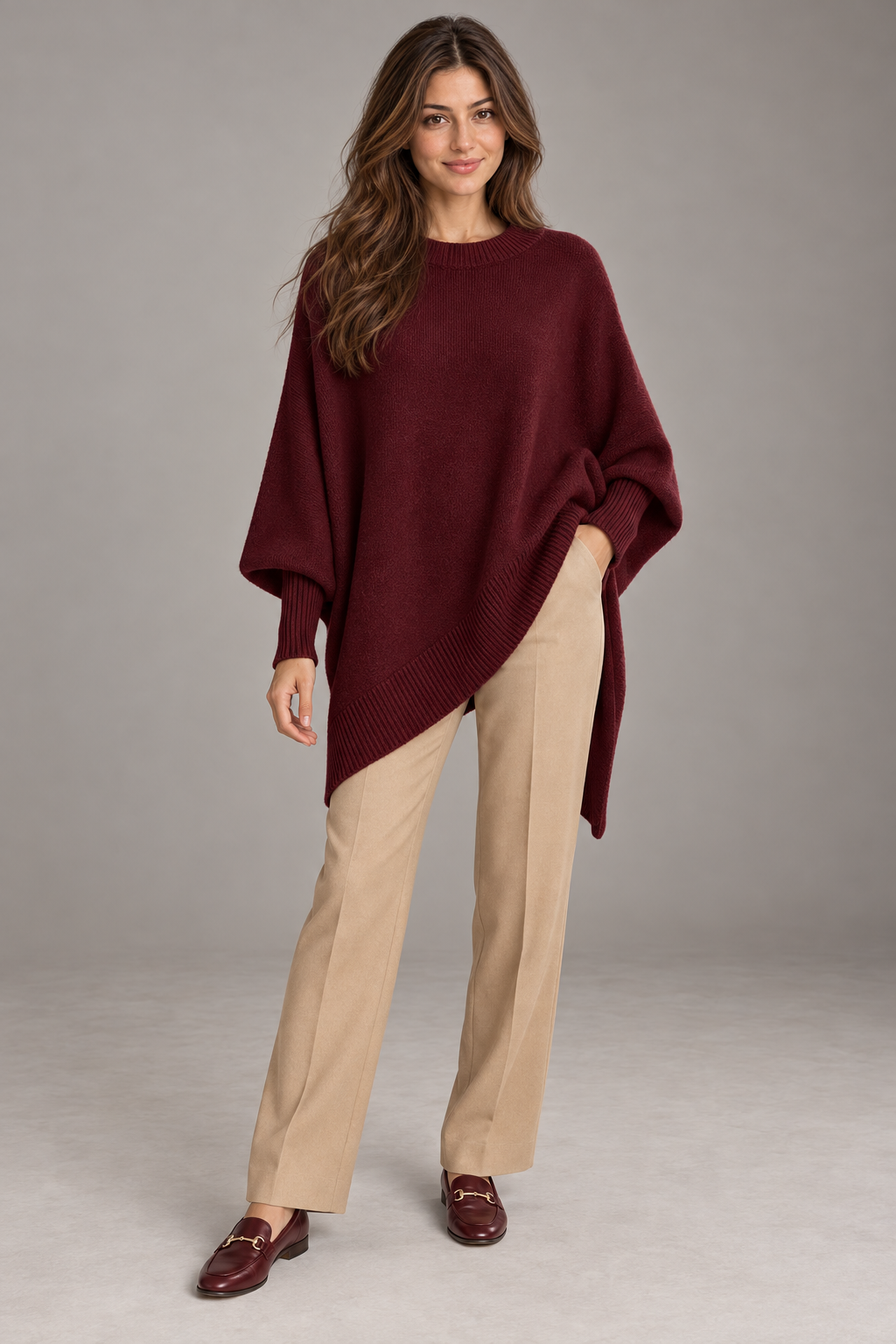Bloodnew – Pull épais en maille – Bordeaux – full