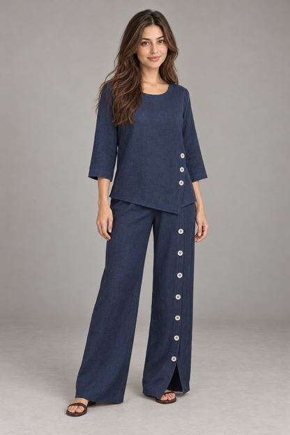 Bloodnew – Ensemble Deux Pièces Uni Coupe Ample – Bleu Marine – modèle – full – E1tQLQ