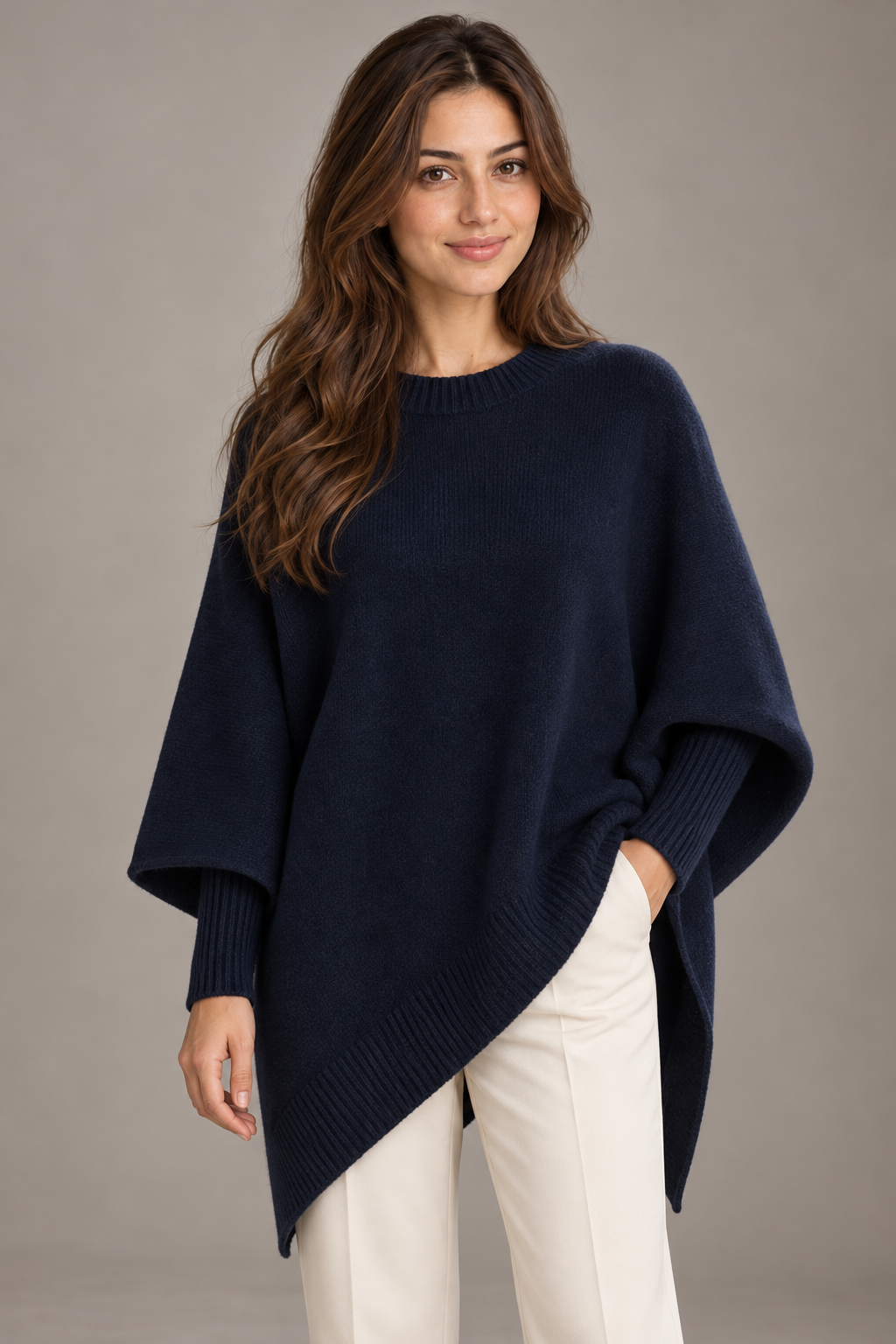 Bloodnew – Pull épais en maille – Bleu marine – close