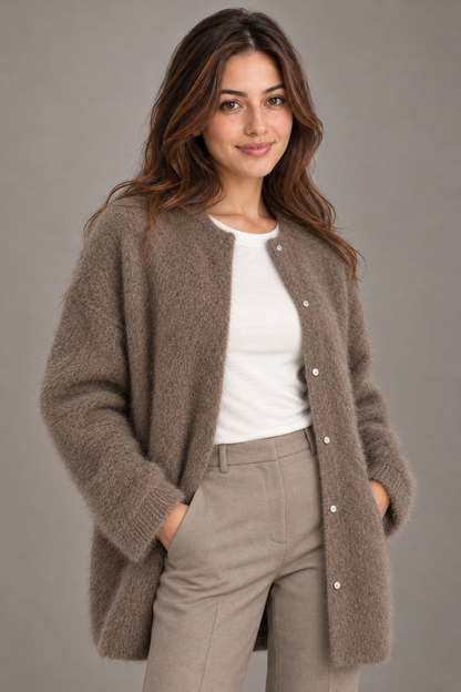 Bloodnew – Gilet boutonné – Marron foncé – close