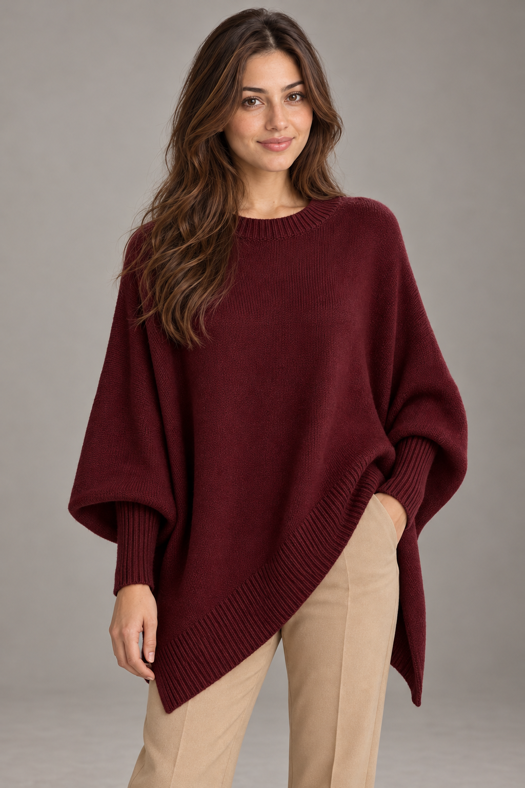 Bloodnew – Pull épais en maille – Bordeaux – close