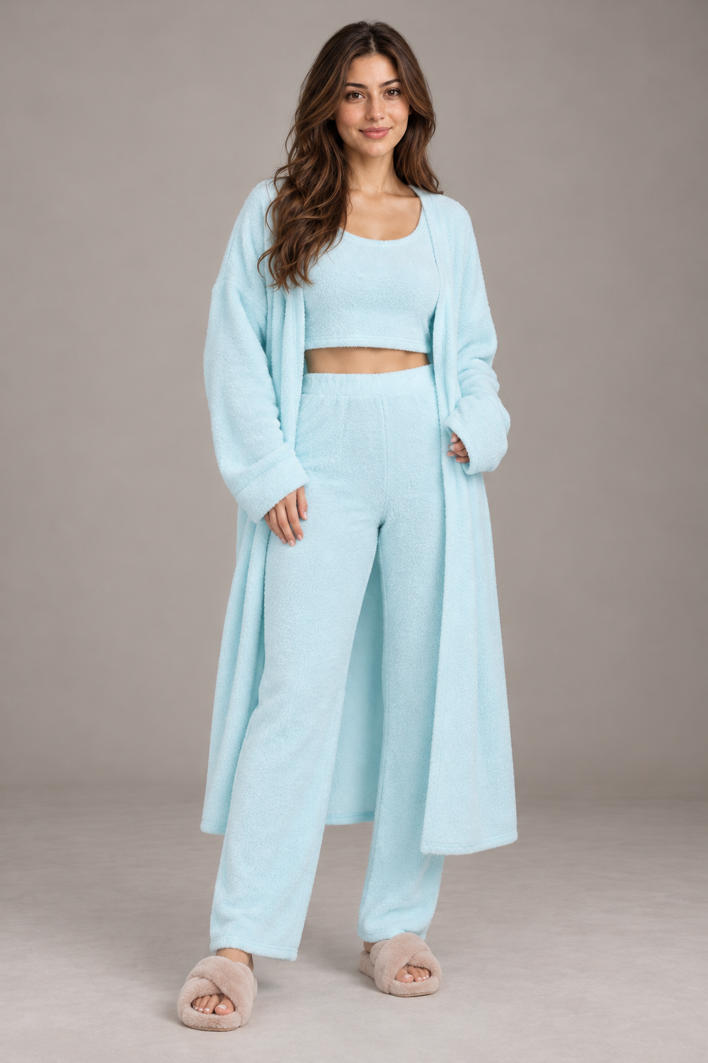 Bloodnew – Ensemble cocooning 3 pièces en maille douce – Bleu clair – full