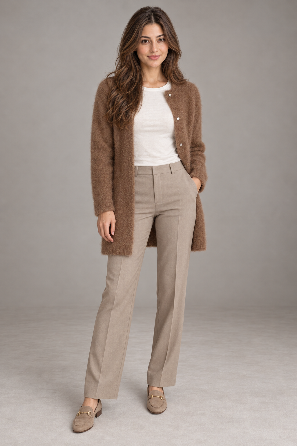 Bloodnew – Gilet boutonné – Café – full