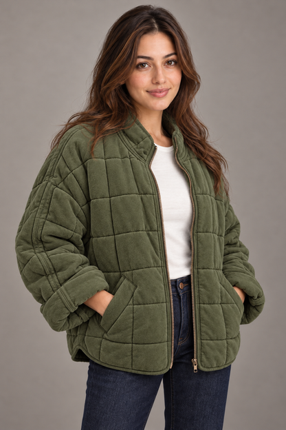Bloodnew – Manteau zippé – Vert militaire – close