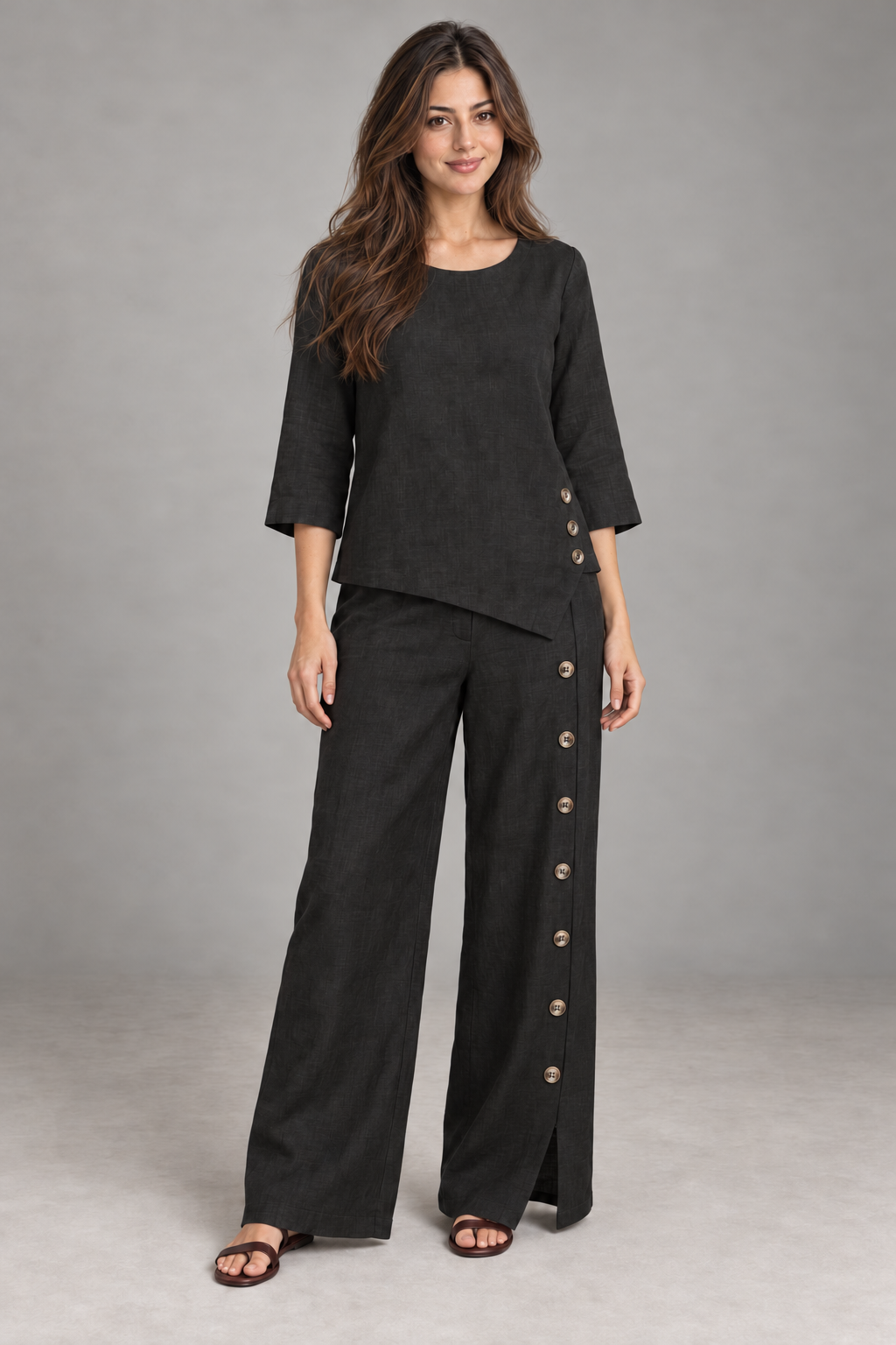Bloodnew – Ensemble Deux Pièces Uni Coupe Ample – Noir – modèle – full – E1tQLQ