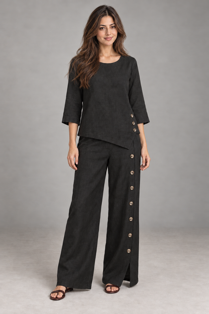 Bloodnew – Ensemble Deux Pièces Uni Coupe Ample – Noir – modèle – full – E1tQLQ