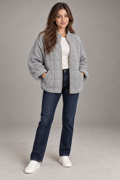 Bloodnew – Manteau zippé – Gris – full