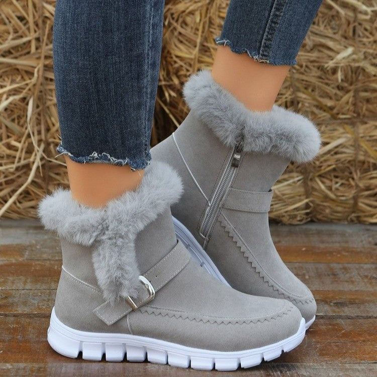 Bottines de neige fourrées à boucle – Gris