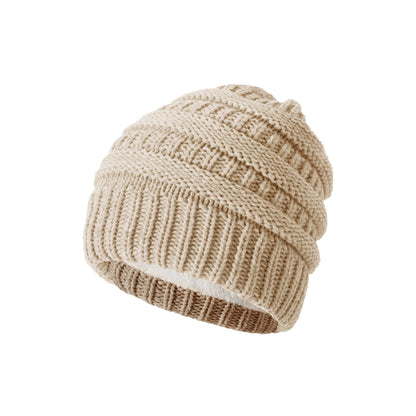 Bonnet en laine tricoté épais – Beige sans pompon